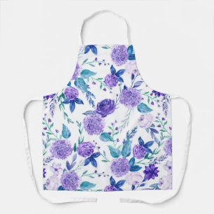 Tablier Elégante aquarelle Bouquet floral violet 