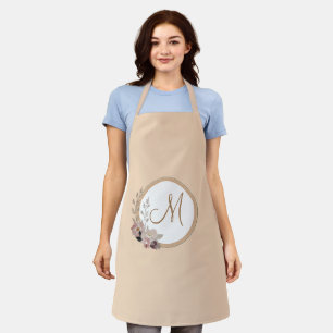 Tablier Élégante aquarelle Monogram Floral Personnalisé