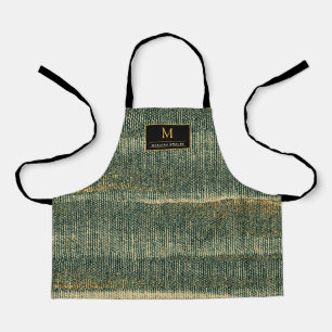 Tablier Élégante brosse verte avec or et noir