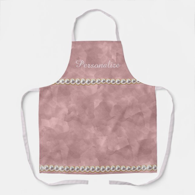Tablier Elégante perles Mauve Aquarelle Motif Abstrait (Recto)