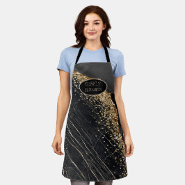 Tablier Élégantes Séquines Or Marbre Noir