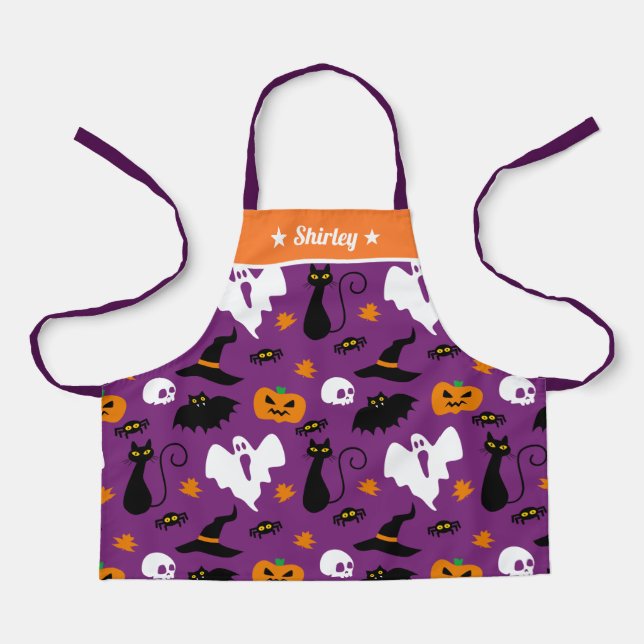 Tablier Eléments D'Halloween Pour Enfants Personnalisés (Recto)