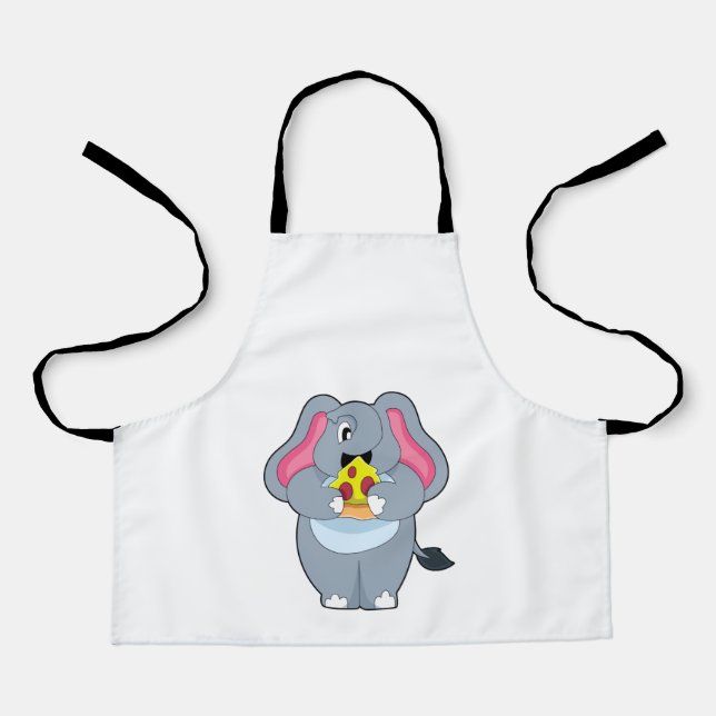Tablier Eléphant à la pizza (Recto)