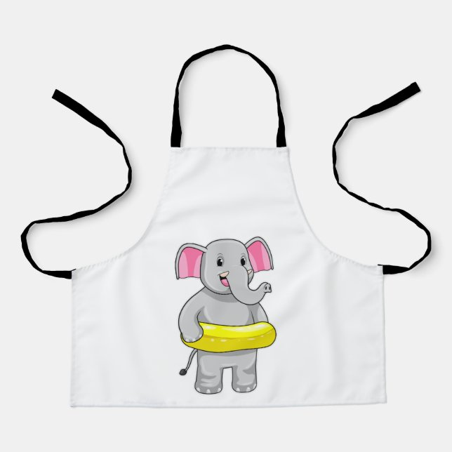 Tablier Eléphant à nager avec Lifebuoy (Recto)