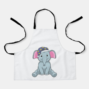 Tablier Eléphant au coucher avec casquette de nuit