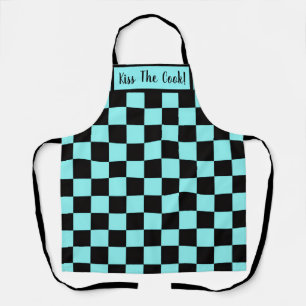 Tablier Embrassez le cuisinier ! Aqua et noir