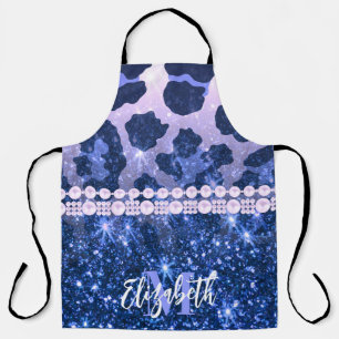 Tablier Empreinte de léopard Parties scintillant bleue