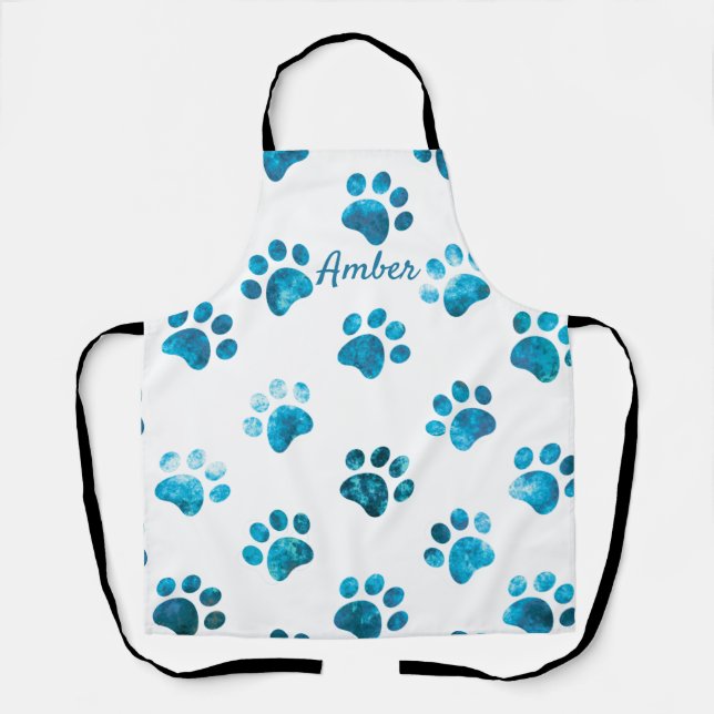 Tablier Empreinte de patte texturé blanc personnalisé (Recto)