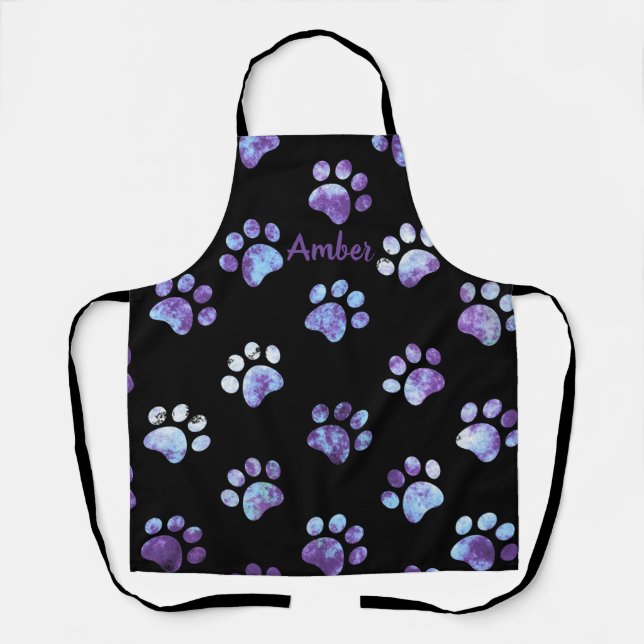 Tablier Empreinte de patte texturé violet Motif personnali (Recto)