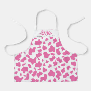 Tablier Empreinte de vache fraise 2 x texte personnalisé