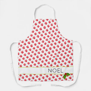Tablier Empreintes de pattes de Noël Holly Nom Fun