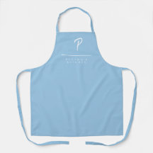 Tablier en poudre bleu monogrammé
