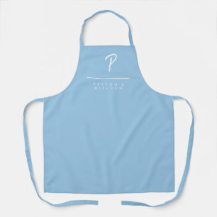 Tablier en poudre bleu monogrammé