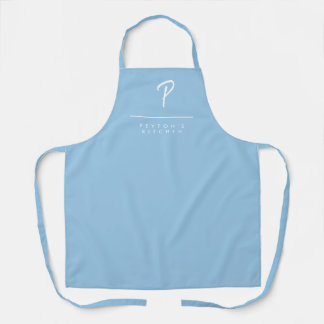 Tablier en poudre bleu monogrammé