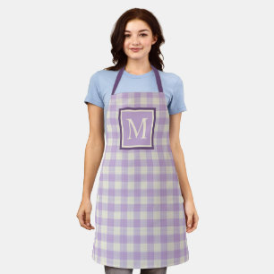 Tablier En vichy d'ivoire pourpre violet de lavande sur me