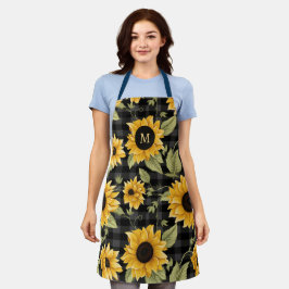 Tablier en vichy Motif tournesol