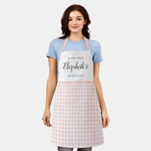 Tablier en vichy rose vérifier la cuisine personnalisée