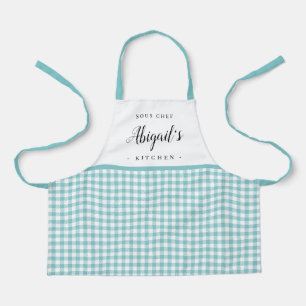Tablier En vichy Turquoise vérifier enfant cuisine personn