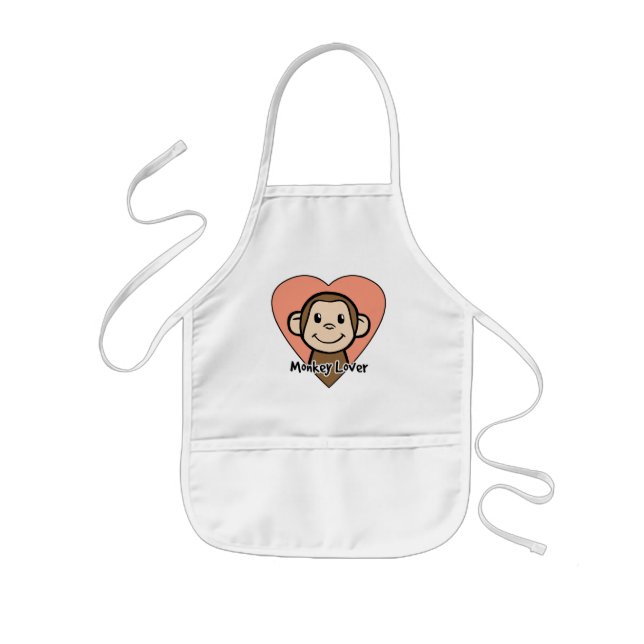 Tablier Enfant Amour mignon de singe de sourire de clipart (Devant)