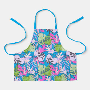 Tablier Enfant Apron : Feuilles Abstraits (bleu)