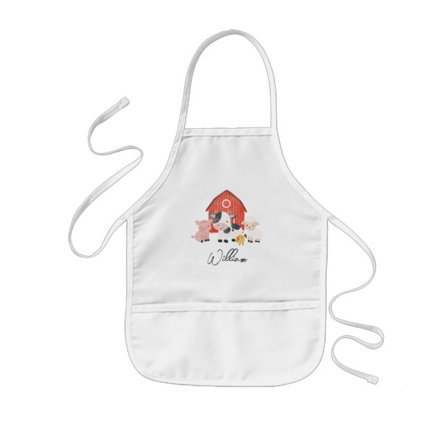 Tablier Enfant Aquarelle Animaux de ferme Barnyard Cute Boys (Devant)