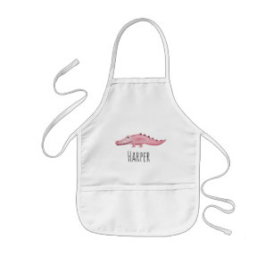 Tablier Enfant Aquarelle rose de la petite fille Crocodile Safari
