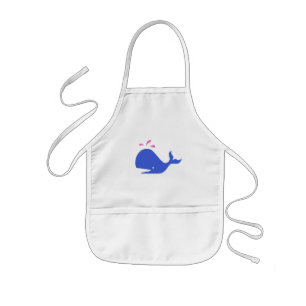 Tablier Enfant Baleine Singletons_blue d'Andy, rose sur le blanc