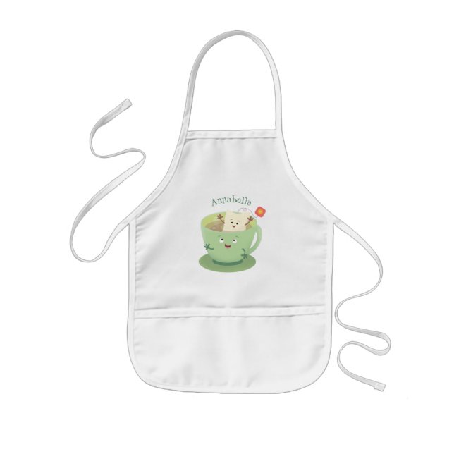 Tablier Enfant Bande dessinée de la tasse de thé mignonne humour  (Devant)