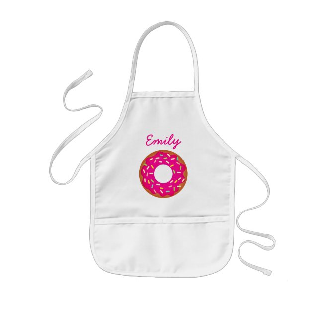 Tablier Enfant Beau grand tablier de cuisson beigne rose pour enf (Devant)