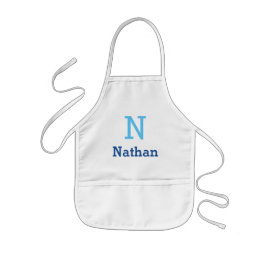 Tablier Enfant bleu marine et bleu ciel personnalisé