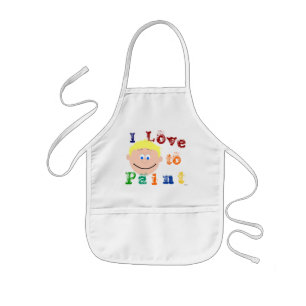 Tablier Enfant Blonde Hair Boys souriant Visage Peinture Apron