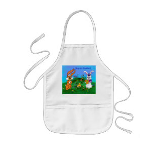 Tablier Enfant Bonne Pâques ! Lapin avec lapin et poussin