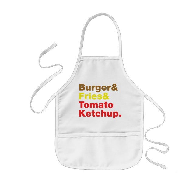 Tablier Enfant Burger & Fries & Tomato Ketchup. (Devant)