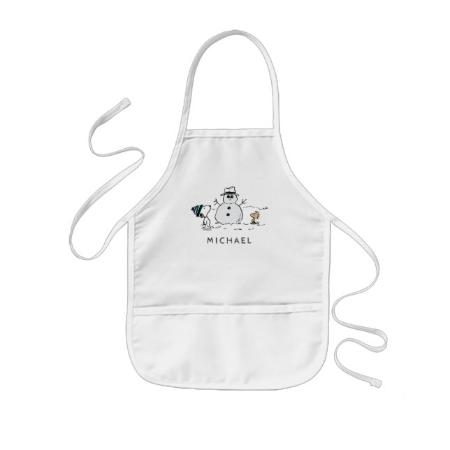 Tablier Enfant cacahuètes | Snoopy & Woodstock Snowman | Ajouter  (Devant)