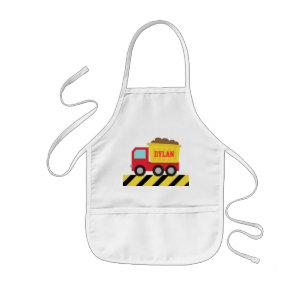 Tablier Enfant Camion à benne jaune et rouge, pour enfants
