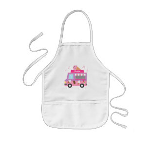 Tablier Enfant Camion de Glace Rose Violet Sucré Pour Filles