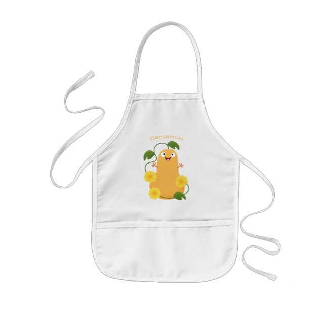 Tablier Enfant Caricature citrouille gourde en beuret joyeux (Devant)