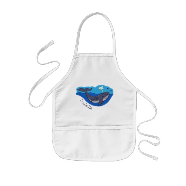 Tablier Enfant Caricature de baleine mignonne et de baleine de ve (Devant)