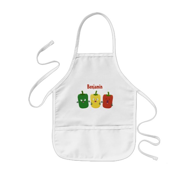 Tablier Enfant Caricature de chant trio capsicum poivre clair (Devant)
