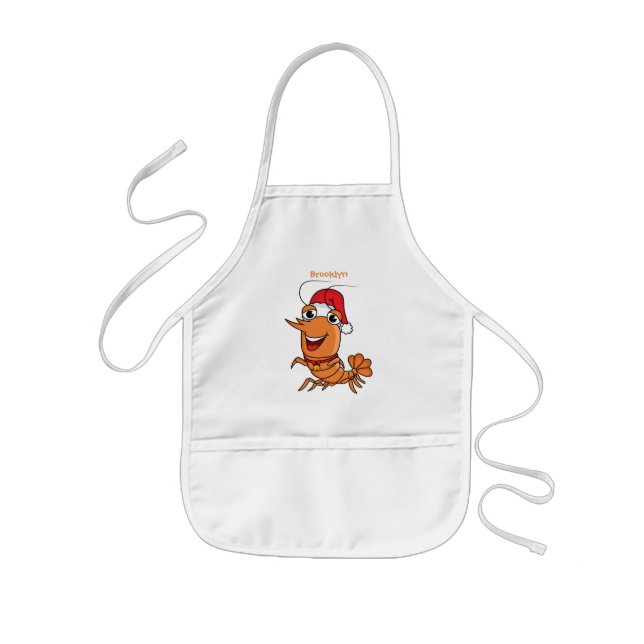Tablier Enfant Caricature de crevettes de Noël joyeux (Devant)