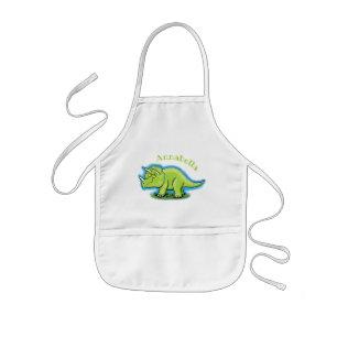 Tablier Enfant Caricature de dinosaure de triceratops vert mignon