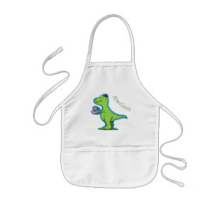 Tablier Enfant Caricature de dinosaure vert t rex