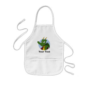 Tablier Enfant Caricature de dragon vert personnalisé