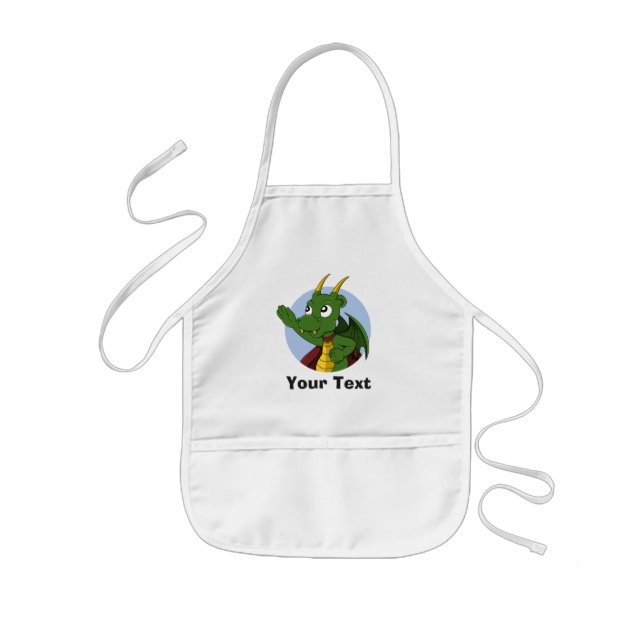 Tablier Enfant Caricature de dragon vert personnalisé (Devant)