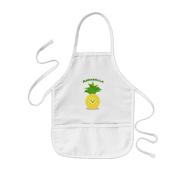 Tablier Enfant Caricature de fruits tropicaux à l'ananas mou (Devant)