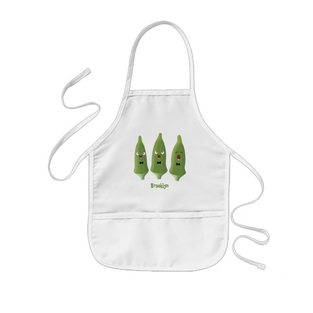 Tablier Enfant Caricature de légumes de l'okra chantante mignonne (Devant)