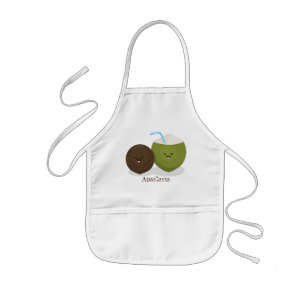 Tablier Enfant Caricature de noix de coco kawaii joyeux