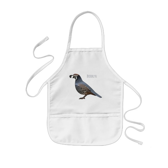 Tablier Enfant Caricature d'oiseau de caille de Californie (Devant)