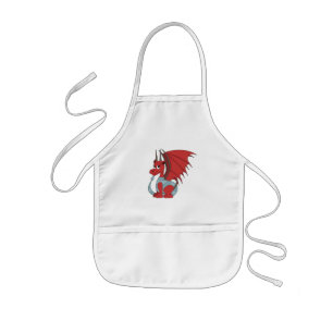 Tablier Enfant Caricature Dragon Rouge