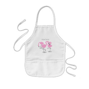 Tablier Enfant Caricature en trio flamand rose mou